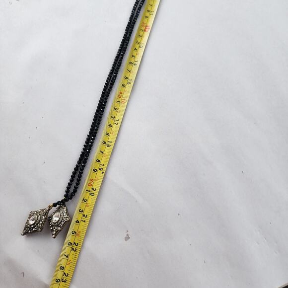 HEIDI DAUS Long Crystal Beaded Lariat Necklace Retired $259 Layering Black Gold - Picture 5 of 7